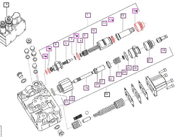 Mahindra Tractor Seal Kit For Inching Valve PST E007205907D91 Mahindra Direct Parts