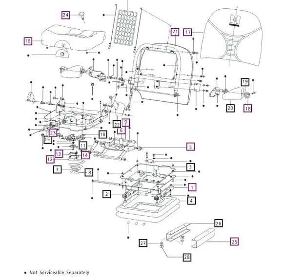 Mahindra Tractor Seat Assembly E007606709C91 Mahindra Direct Parts