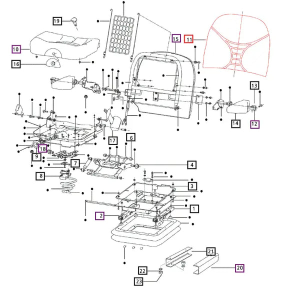 Mahindra Tractor Seat Back 007606741C1 Mahindra Direct Parts