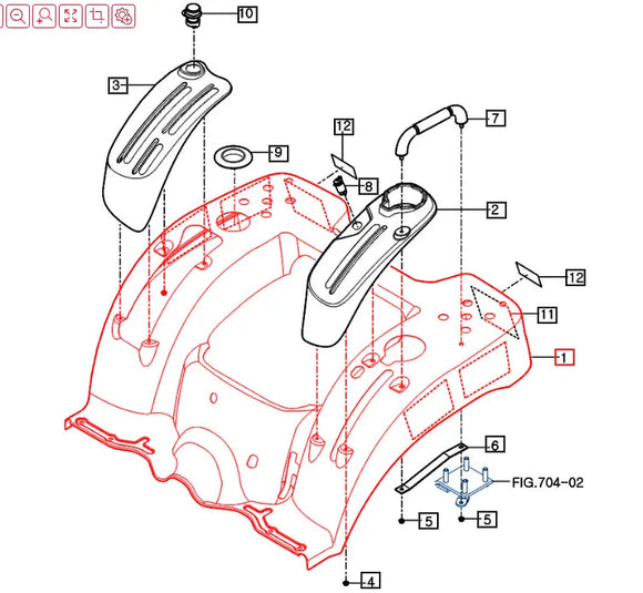 Mahindra Tractor Seat Panel / Rear Fender 11616401100MR Mahindra