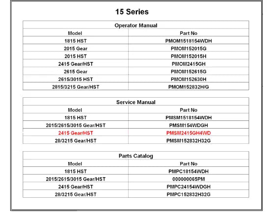Mahindra Tractor Service Manual 2415 Gear And Hst 4wd PMSM2415GH4WD Mahindra Direct Parts