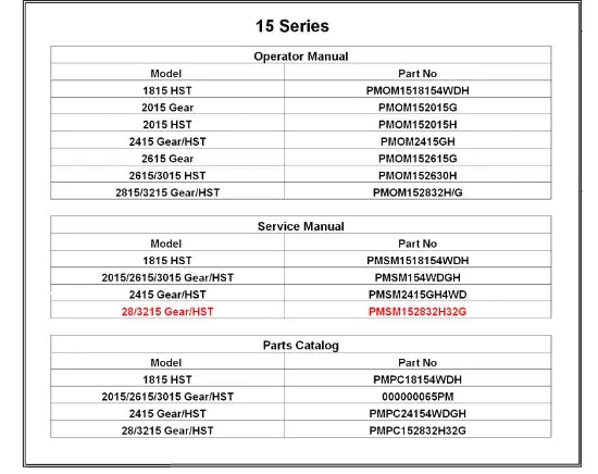 Mahindra Tractor Service Manual 283215hst 3215gear PMSM152832H32G Mahindra Direct Parts