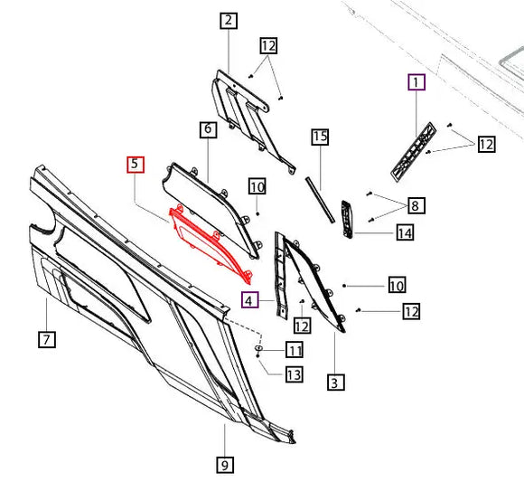 Mahindra Tractor Side Panel Grill Bottom RH 007637001D1 Mahindra Direct Parts