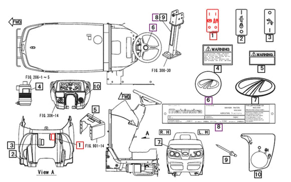 Mahindra Tractor Sticker Decal, Parking Brake 19468766000 Mahindra Direct Parts