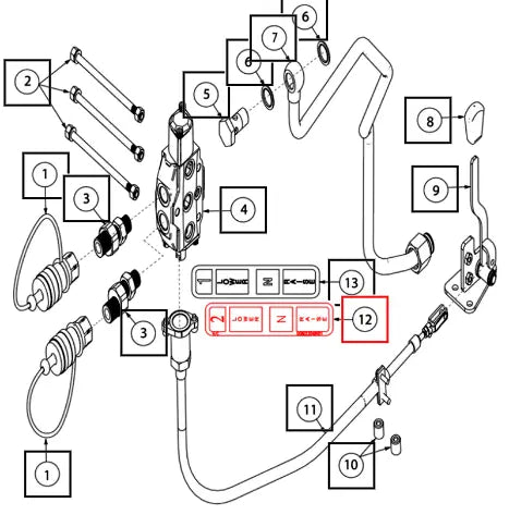 Mahindra Tractor Sticker For Aux Valve Lever 2 Without Fl 008023048V01 Mahindra Direct Parts