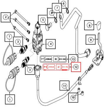Mahindra Tractor Sticker For Aux Valve Lever 2 Without Fl 008023048V01 Mahindra Direct Parts