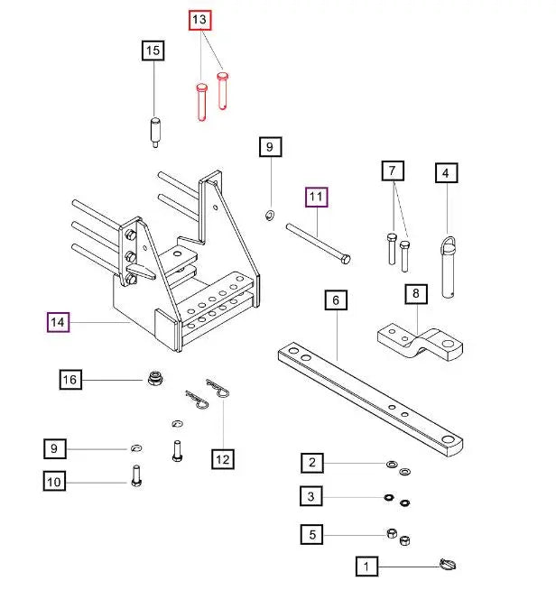 Mahindra Tractor Swinging Drawbar Sway Arrest Pin 007900028D1 Mahindra Direct Parts