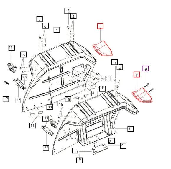 Mahindra Tractor Taillight Fender Cover RH / LH 007540270C2 Mahindra Direct Parts