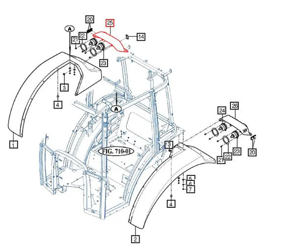Mahindra Tractor Taillight / Fender Cover RH Right Hand 10017064024 Mahindra Direct Parts