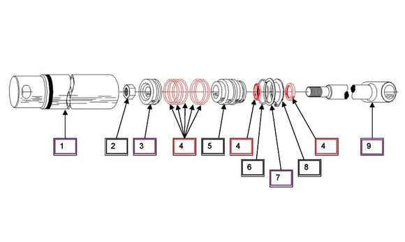 Mahindra Tractor Tilt Cylinder Left Hand LH Seal Kit KMW05902039 Mahindra Direct Parts