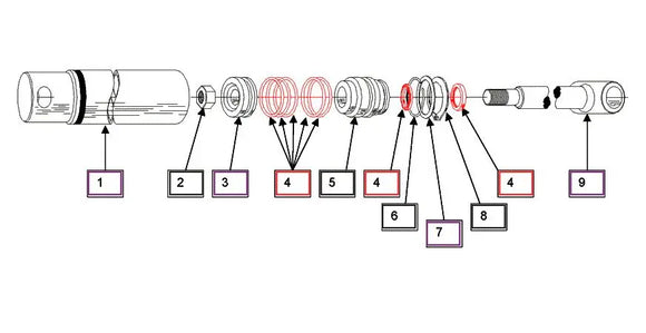 Mahindra Tractor Tilt Cylinder Right Hand RH Seal Kit KMW05902047 Mahindra Direct Parts