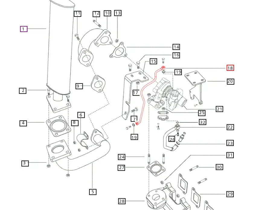 (Limited Availability) Mahindra Tractor Turbocharger Oil Feed Line ...