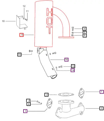 Mahindra Tractor Underhood Silencer E006005110B11 Mahindra Direct Parts