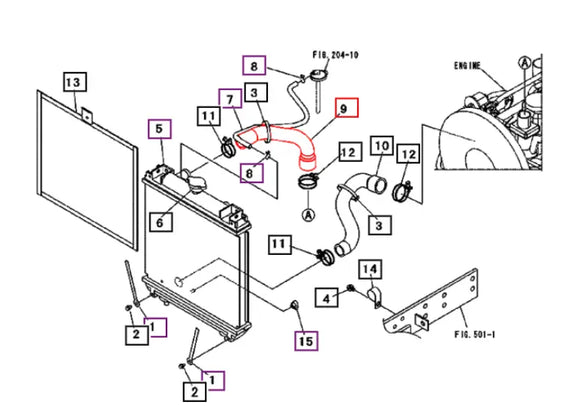 Mahindra Tractor Upper Radiator Hose 10380416000 Mahindra