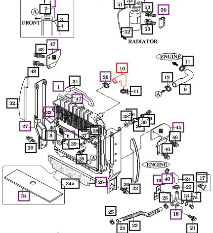Mahindra Tractor Upper Radiator Hose 12301040010 Mahindra Direct Parts