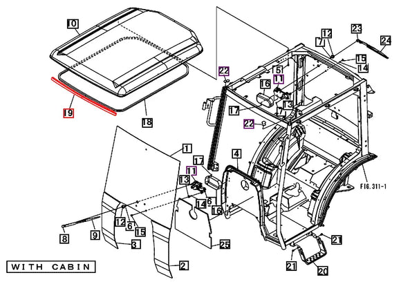 Mahindra Tractor Upper Windshield Rubber Seal 10446053000 Mahindra