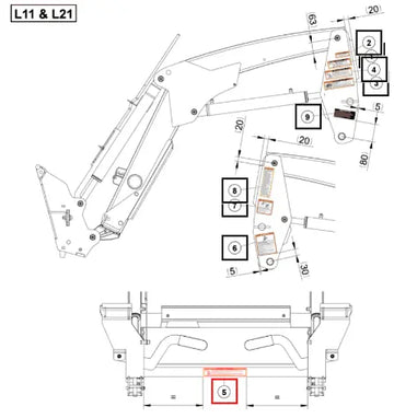 Mahindra Tractor Warning Decal Loader Fr M M 60096669ALO Mahindra Direct Parts
