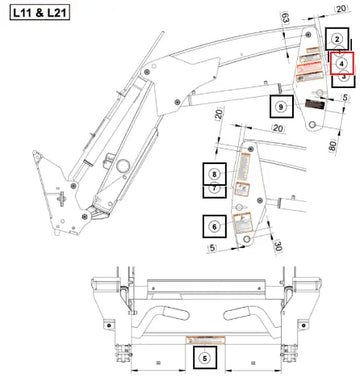 Mahindra Tractor Warning Decal Loader Fr M M 60096672ALO Mahindra Direct Parts