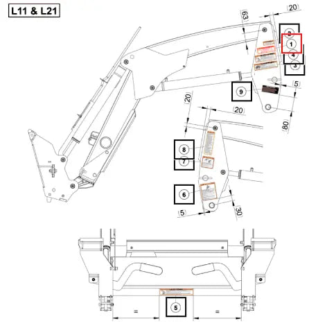 Mahindra Tractor Warning Decal Loader Fr M M 60096673ALO Mahindra Direct Parts