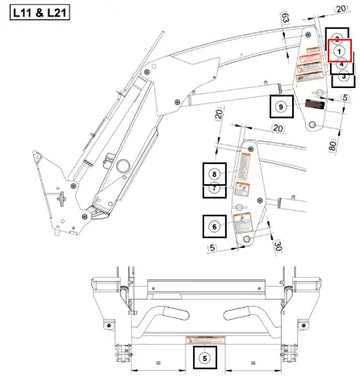 Mahindra Tractor Warning Decal Loader Fr M M 60096673ALO Mahindra Direct Parts