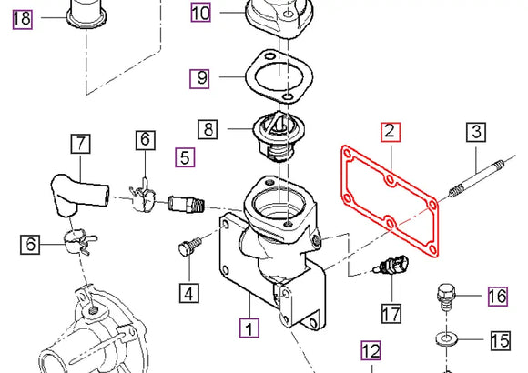 Mahindra Tractor Water Flange Gasket E5700-72922 Mahindra Direct Parts