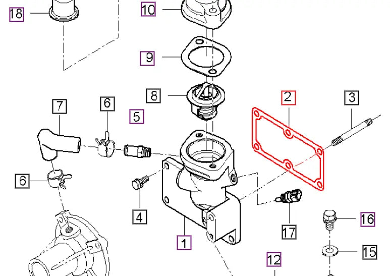 Mahindra Tractor Water Flange Gasket E5700-72922 Mahindra Direct Parts