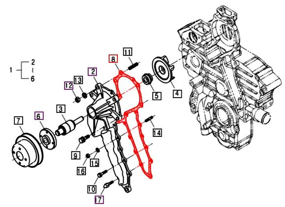 Mahindra Tractor Water Pump Gasket E580073432 Mahindra