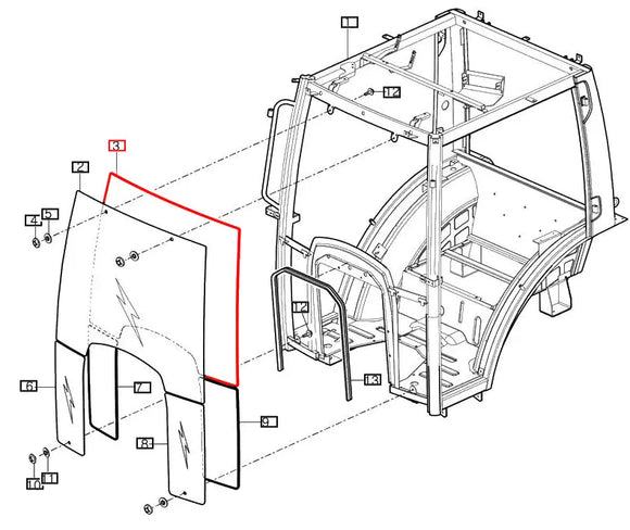 Mahindra Tractor Windshield Front Glass Insulator 12397052420 Mahindra Direct Parts
