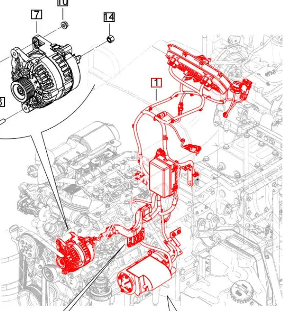 Mahindra Tractor Wiring Harness - Dash, Alternator, Starter 007704891V91 Mahindra Direct Parts