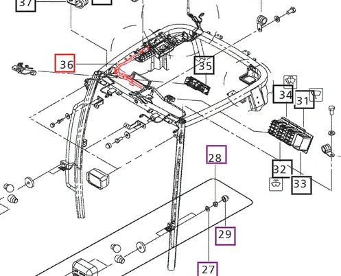 Mahindra Tractor Wiring Harness Headliner Right Hand RH E007700933D91 Mahindra Direct Parts