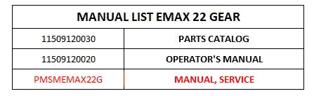Mahindra Tractor eMax 22 Gear Service Manual PMSMEMAX22G Mahindra