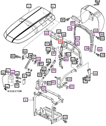 Mahindra Washer, Hood Frame 16991600080 Mahindra Direct Parts