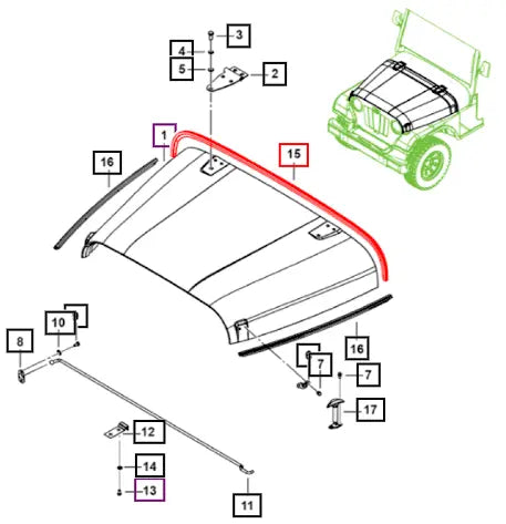 Mahindra Weatherstrip for Hood (2018-2020) 0067723 Mahindra Direct Parts