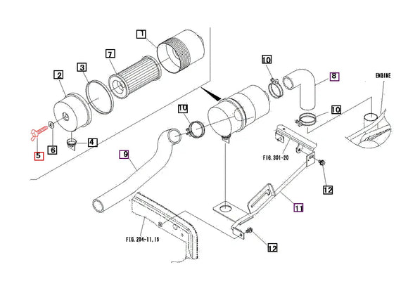 Mahindra tractor Air Filter Wing Nut Bolt 35460501500 Mahindra