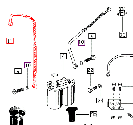 Mahindra Tractor Fuel Line - Filter to FIP 006002381C3 Mahindra Direct Parts