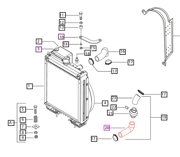 Mahindra Tractor Lower Radiator Hose 006001628B3 Mahindra Direct Parts