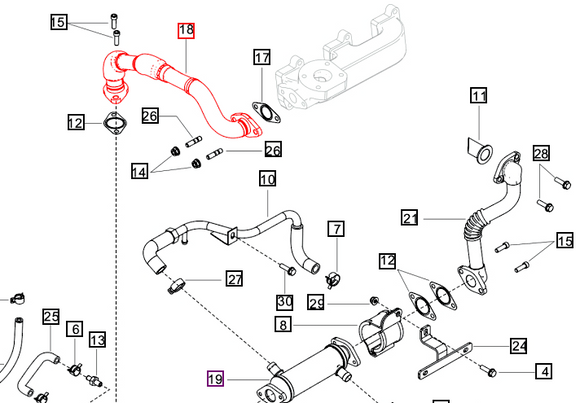 Mahindra Tractor Pipe - Exhaust Manifold to EGR Cooler 006025409H1 Mahindra Direct Parts