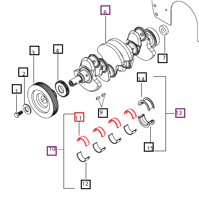 Mahindra Tractor Bearing Crankshaft Main F/c Top Std. 000022071RD Mahindra Direct Parts