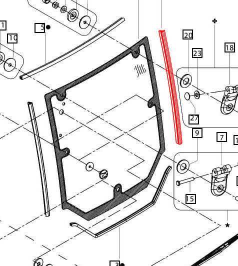Mahindra Tractor Beed Rear Glass Sealing 007653122U01 Mahindra Direct Parts