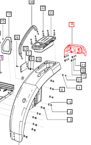 Mahindra Tractor Tail Light Cover Left Hand LH E007531402D1 Mahindra Direct Parts