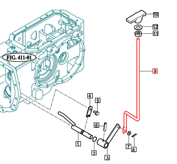 Mahindra Tractor Change Lever - 4WD 14942632110DG Mahindra Direct Parts