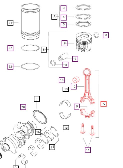 Mahindra Tractor Connecting Rod Assembly 96x122 E006012262H92 Mahindra Direct Parts