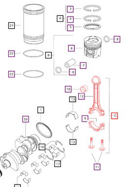 Mahindra Tractor Connecting Rod Assembly 96x122 E006012262H92 Mahindra Direct Parts