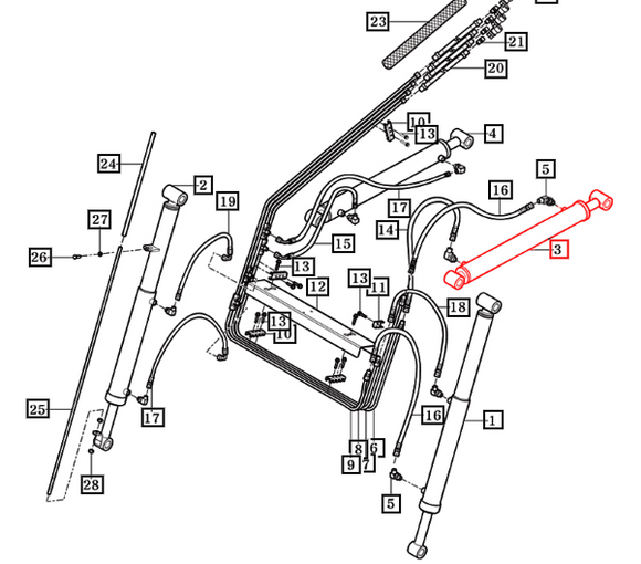 Mahindra Tractor Loader Lift Cylinder Left Hand LH 86703000261GB Mahindra Direct Parts