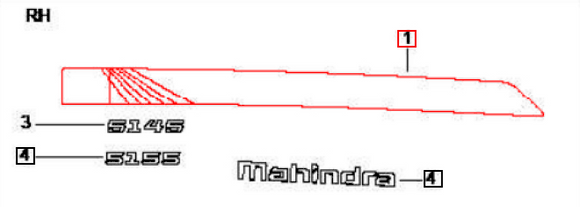 Mahindra Tractor Decal - Hood Top Panel Right Hand RH 007641381V1 Mahindra Direct Parts