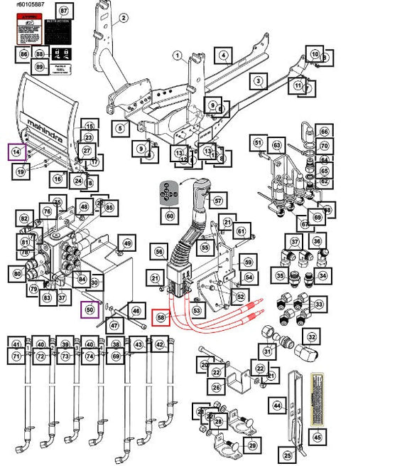 Mahindra Tractor ALO Loader Cable 59000190ALO Mahindra