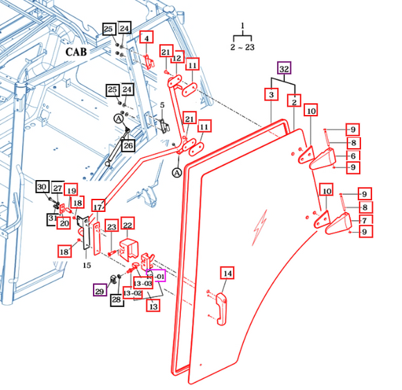 Mahindra Tractor Door Assembly Left Hand LH 15807672000 Mahindra Direct Parts