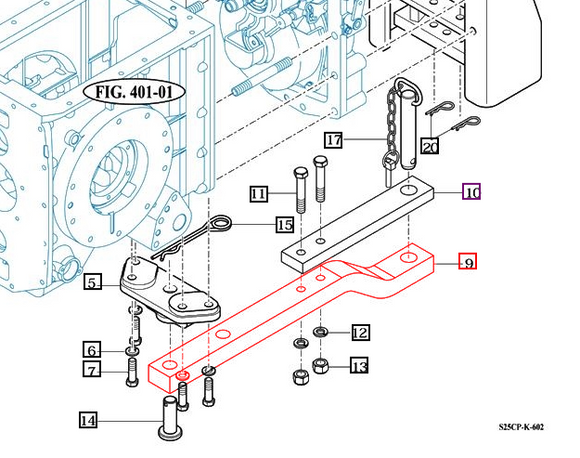 Mahindra Tractor Drawbar Straight 19025212410GB Mahindra Direct Parts