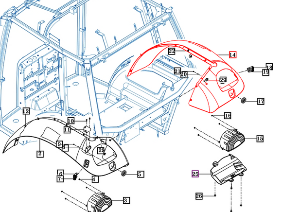 Mahindra Tractor Fender Right Hand RH 15807813100MR Mahindra Direct Parts