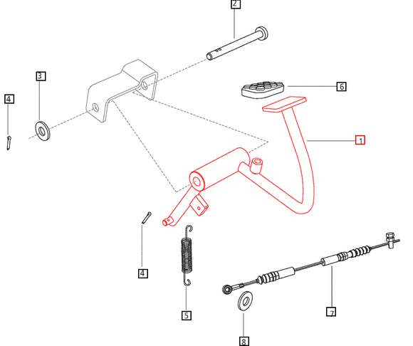 Mahindra Tractor Foot Accelerator Lever E007604929D91 Mahindra Direct Parts